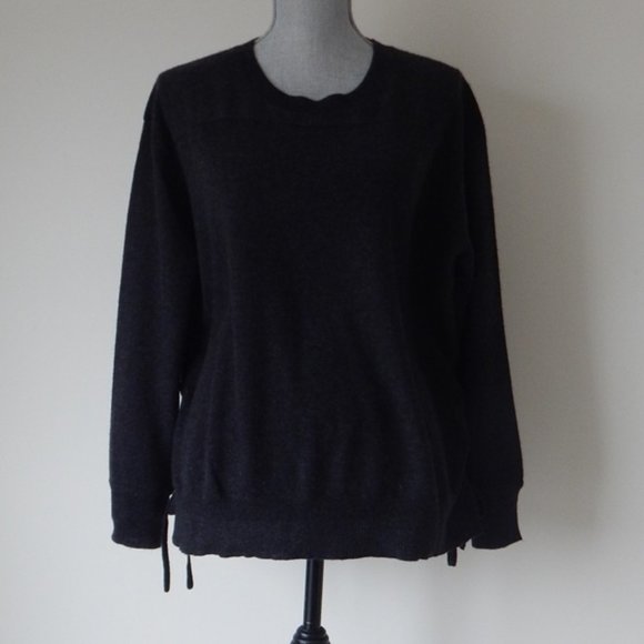 in CASHMERE SIDE TIE PULLOVER SWEATER CHARCOAL MED